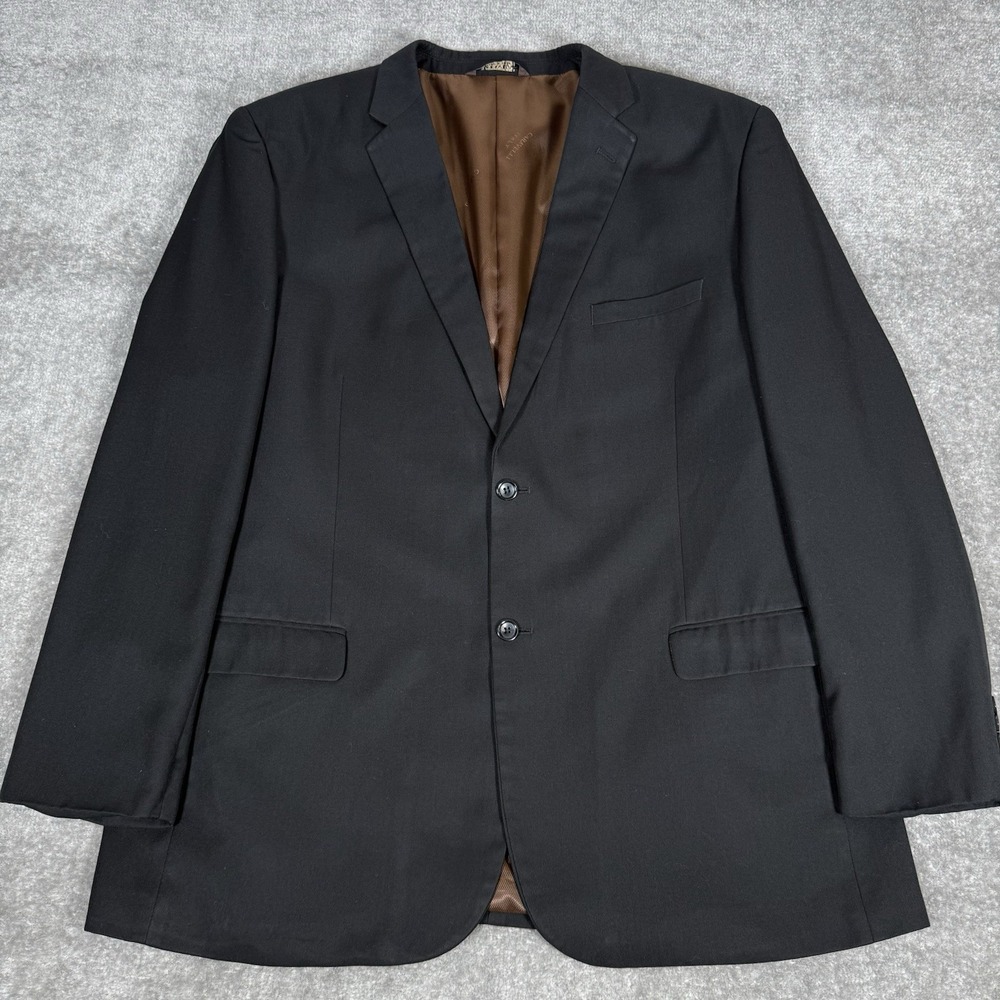 Caravelli Suit Jacket Men's 48L Black 2 Button Oxford 2B Superior 150s‎ Blazer